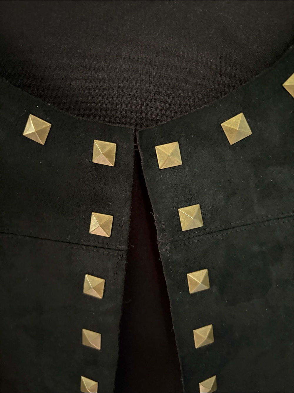 Carmen Marc Valvo Black Stud-Trim Open Front Jacket w/eye-hook at the top-Size M - Picture 2 of 8